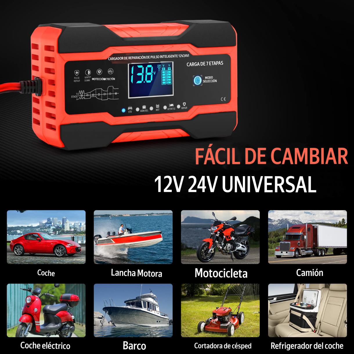 Cargador Baterias Portatil 12v 24v 10a