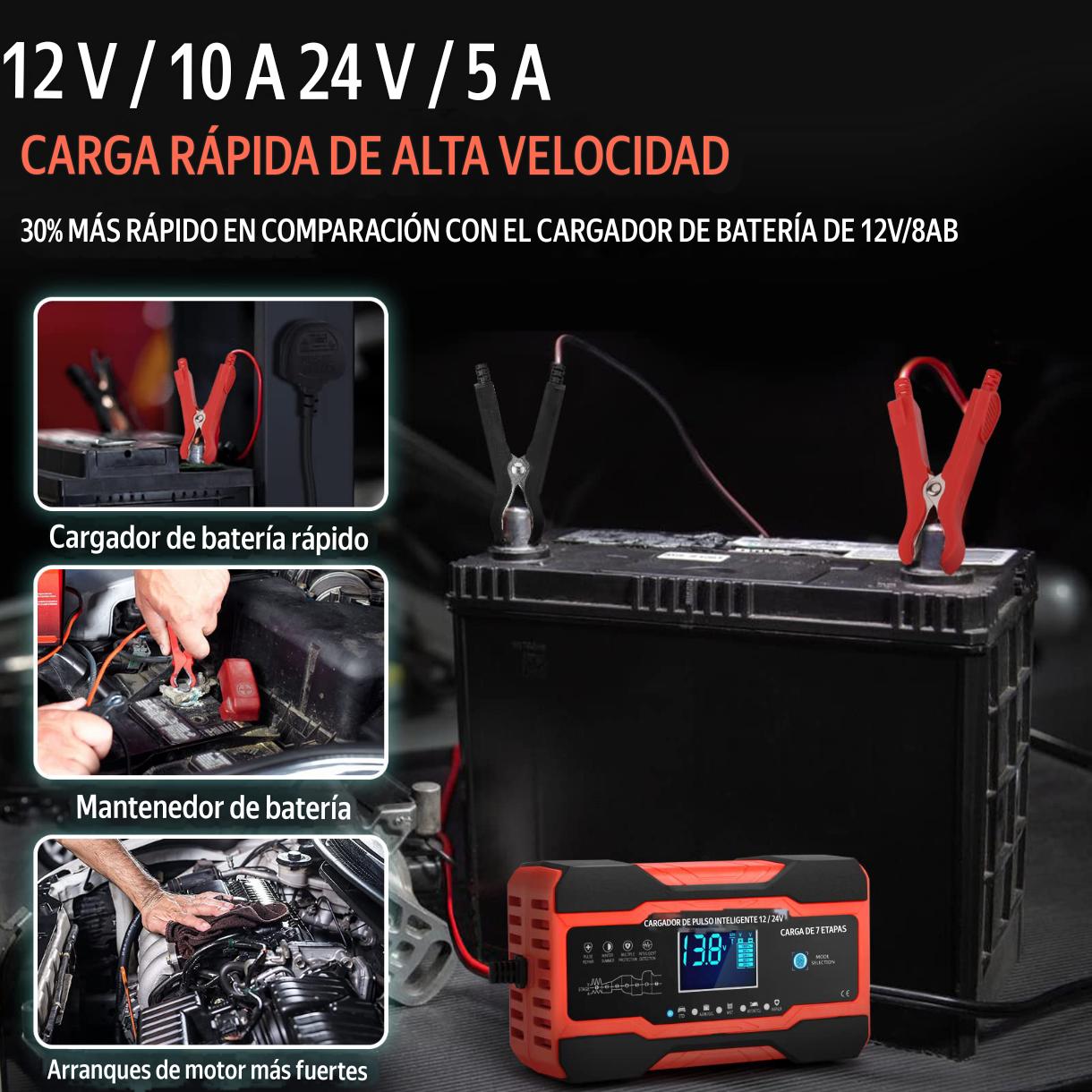 Cargador Baterias Portatil 12v 24v 10a